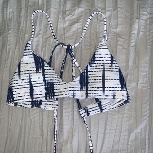 Blue and white bikini top